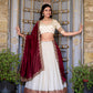 Lorenvalley Off White Vichitra Silk Zari Weaving Work Lace Border Belt with Sequins Lace Touch Up Lehenga Choli with Dupatta | Swadesiicart