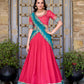Lorenvalley Pink Vichitra Silk Zari Weaving Work Lace Border Belt with Sequins Lace Touch Up Lehenga Choli with Dupatta | Swadesiicart