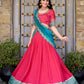 Lorenvalley Pink Vichitra Silk Zari Weaving Work Lace Border Belt with Sequins Lace Touch Up Lehenga Choli with Dupatta | Swadesiicart