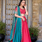 Lorenvalley Pink Vichitra Silk Zari Weaving Work Lace Border Belt with Sequins Lace Touch Up Lehenga Choli with Dupatta | Swadesiicart