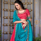 Lorenvalley Pink Vichitra Silk Zari Weaving Work Lace Border Belt with Sequins Lace Touch Up Lehenga Choli with Dupatta | Swadesiicart