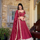 Lorenvalley Rust Vichitra Silk Zari Weaving Work Lace Border Belt with Sequins Lace Touch Up Lehenga Choli with Dupatta | Swadesiicart