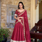 Lorenvalley Rust Vichitra Silk Zari Weaving Work Lace Border Belt with Sequins Lace Touch Up Lehenga Choli with Dupatta | Swadesiicart