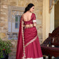 Lorenvalley Rust Vichitra Silk Zari Weaving Work Lace Border Belt with Sequins Lace Touch Up Lehenga Choli with Dupatta | Swadesiicart