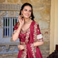 Lorenvalley Rust Vichitra Silk Zari Weaving Work Lace Border Belt with Sequins Lace Touch Up Lehenga Choli with Dupatta | Swadesiicart