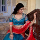 Lorenvalley Teal Vichitra Silk Zari Weaving Work Lace Border Belt with Sequins Lace Touch Up Lehenga Choli with Dupatta | Swadesiicart