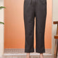Vaasva Women Charcoal Cotton Flax Solid Straight Pants | Swadesiicart