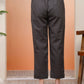 Vaasva Women Charcoal Cotton Flax Solid Straight Pants | Swadesiicart