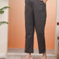 Vaasva Women Charcoal Cotton Flax Solid Straight Pants | Swadesiicart