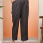 Vaasva Women Charcoal Cotton Flax Solid Straight Pants | Swadesiicart