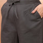 Vaasva Women Charcoal Cotton Flax Solid Straight Pants | Swadesiicart