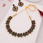 Tehzeeb Creations Green & Maroon Colour Gold Pleated Stone Studded Necklace With Earrings - Swadesiicart
