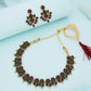 Tehzeeb Creations Green & Maroon Colour Gold Pleated Stone Studded Necklace With Earrings - Swadesiicart