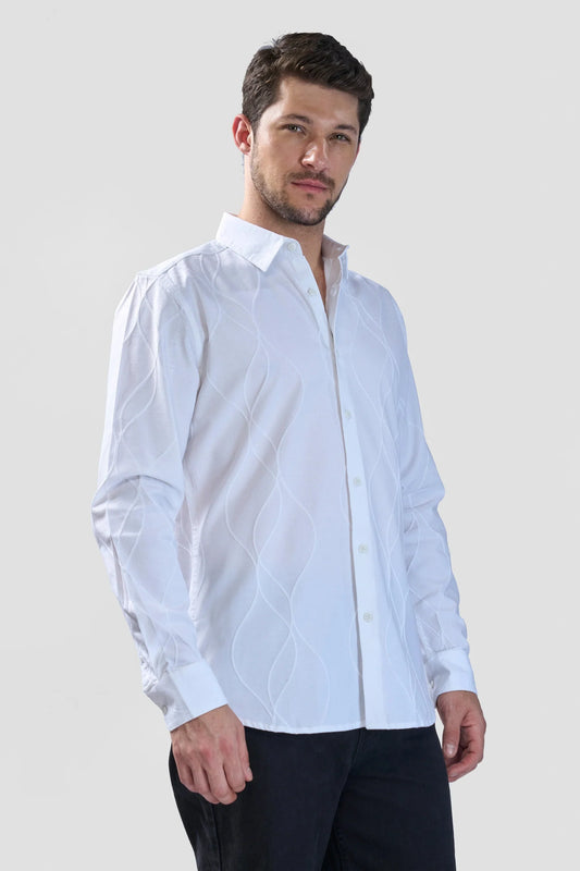 Xkind White Embroidery Full Sleeve Shirt | Swadesiicart