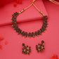 Tehzeeb Creations Maroon Colour Gold Pleated Stone Studded Necklace With Earrings - Swadesiicart