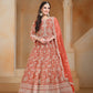 Anaita Orange Embroidered Net Anarkali Suit