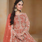 Anaita Orange Embroidered Net Anarkali Suit