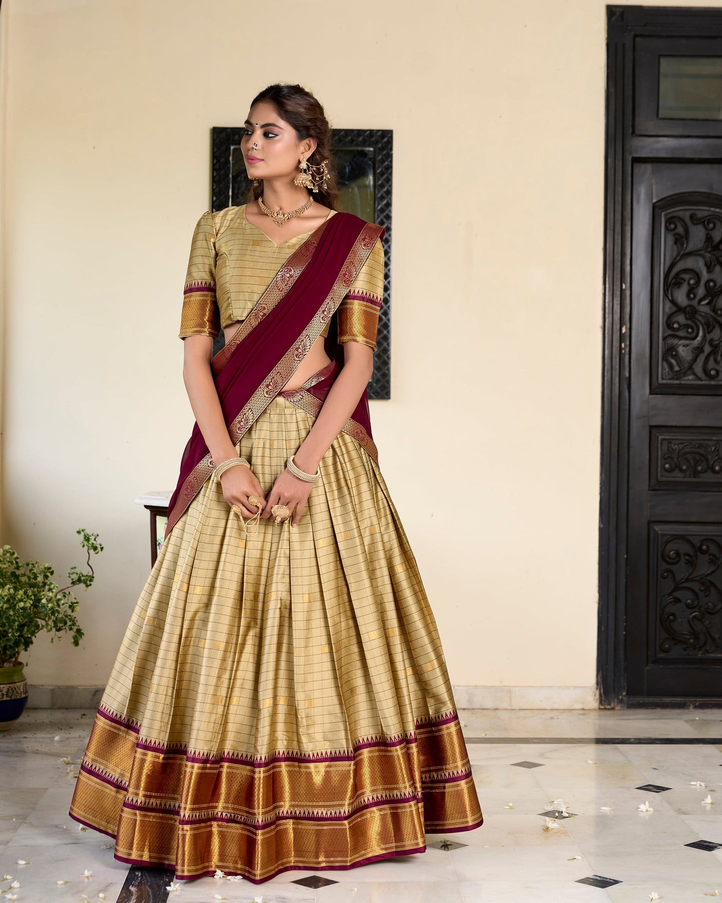 Lorenvalley Chiku Cotton Silk Weaving Work With Paithani Concept Lehenga Choli | Swadesiicart