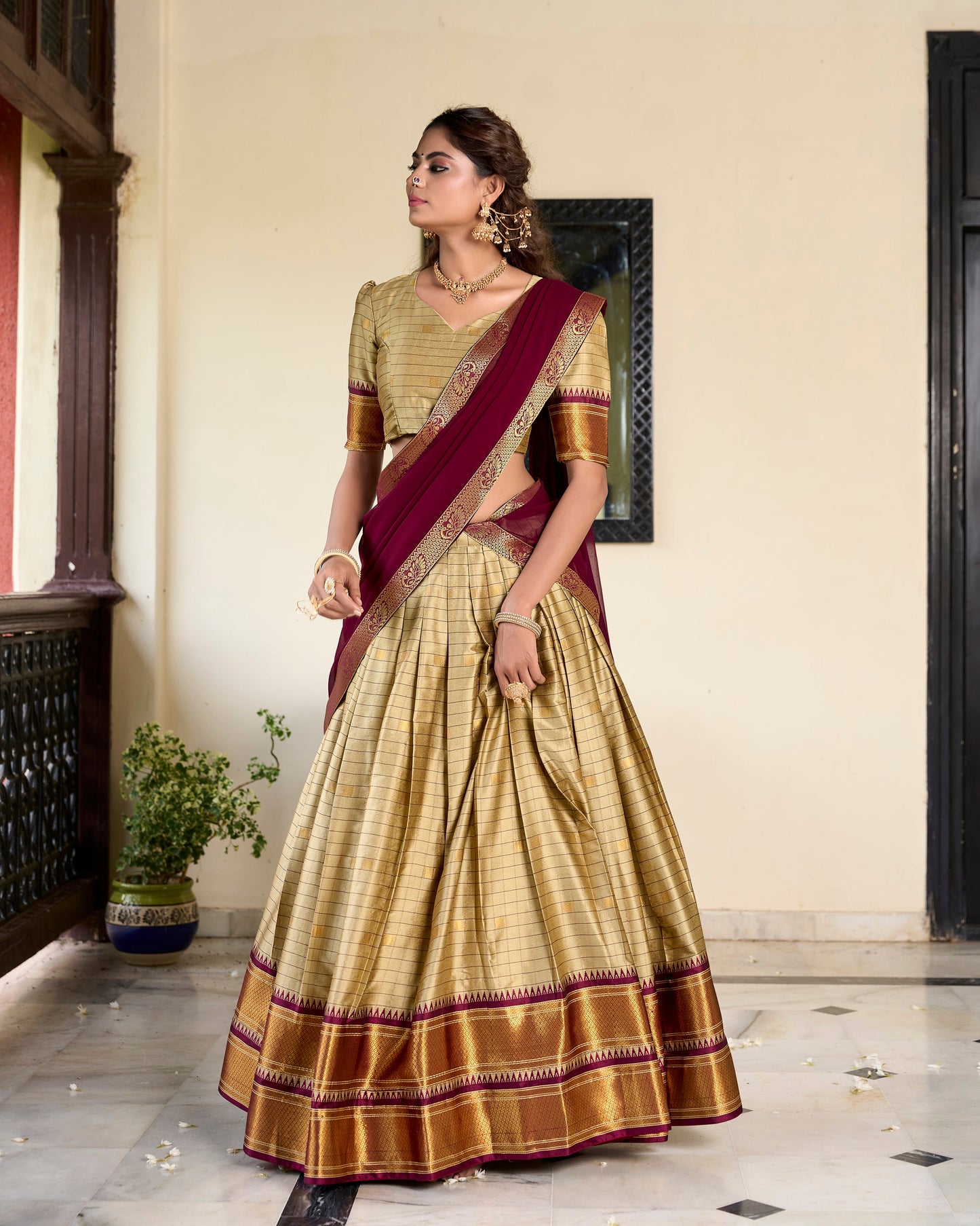 Lorenvalley Chiku Cotton Silk Weaving Work With Paithani Concept Lehenga Choli | Swadesiicart