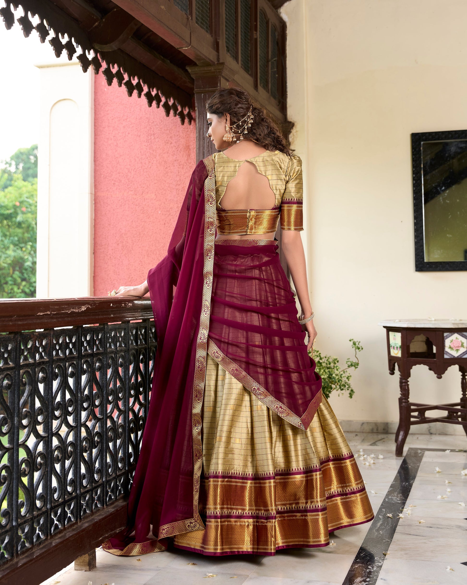 Lorenvalley Chiku Cotton Silk Weaving Work With Paithani Concept Lehenga Choli | Swadesiicart
