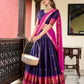 Lorenvalley Blue Cotton Silk Weaving Work With Paithani Concept Lehenga Choli | Swadesiicart