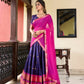 Lorenvalley Blue Cotton Silk Weaving Work With Paithani Concept Lehenga Choli | Swadesiicart
