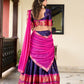 Lorenvalley Blue Cotton Silk Weaving Work With Paithani Concept Lehenga Choli | Swadesiicart