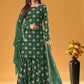 Anaita D Green Faux Georgette Plazzo Suit With Embroidery & Sequins Work