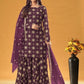 Anaita Purple Faux Georgette Plazzo Suit With Embroidery & Sequins Work