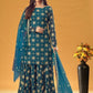 Anaita Teal Blue Faux Georgette Plazzo Suit With Embroidery & Sequins Work