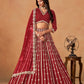 Anaita Red Art Silk Lehenga Choli With Embroidery Work