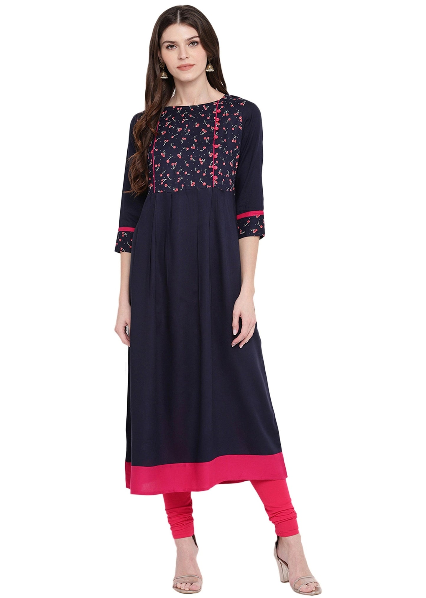 NOZ2TOZ Women's Blue Anarkali Kurta- (1pc set) - Noz2Toz