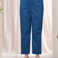 Vaasva Women Cobalt Blue Cotton Flax Solid Straight Pants | Swadesiicart
