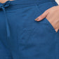 Vaasva Women Cobalt Blue Cotton Flax Solid Straight Pants | Swadesiicart
