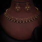 Tehzeeb Creations Maroon Colour Gold Pleated Stone Studded Necklace With Earrings - Swadesiicart