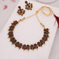 Tehzeeb Creations Maroon Colour Gold Pleated Stone Studded Necklace With Earrings - Swadesiicart