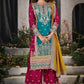 Anaita Teal And Maroon Embroidered Viscose Chinon Salwar Suit