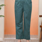 Vaasva Women Ferozi Cotton Flax Solid Straight Pants | Swadesiicart