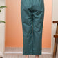 Vaasva Women Ferozi Cotton Flax Solid Straight Pants | Swadesiicart