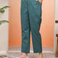 Vaasva Women Ferozi Cotton Flax Solid Straight Pants | Swadesiicart