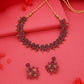 Tehzeeb Creations Pink Colour Gold Pleated Stone Studded Necklace With Earrings - Swadesiicart