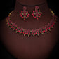 Tehzeeb Creations Pink Colour Gold Pleated Stone Studded Necklace With Earrings - Swadesiicart
