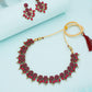 Tehzeeb Creations Pink Colour Gold Pleated Stone Studded Necklace With Earrings - Swadesiicart