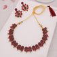 Tehzeeb Creations Pink Colour Gold Pleated Stone Studded Necklace With Earrings - Swadesiicart