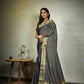 Vardha Indigo Blue Golden Zari Banarasi Chiffon Saree | Swadesiicart