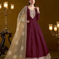 Anaita Purple Embroidered Jacquard Chanderi Anarkali Suit