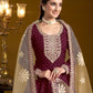 Anaita Purple Embroidered Jacquard Chanderi Anarkali Suit