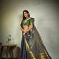 Vardha Indigo Blue Golden Zari Banarasi Chiffon Saree | Swadesiicart