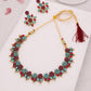Tehzeeb Creations Pink & Sky Blue Colour Gold Pleated Stone Studded Necklace With Earrings - Swadesiicart