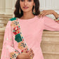 Anaita Baby Pink Faux Georgette Plazzo Suit With Embroidery & Sequins Work